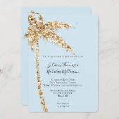Invitation Tropical Gold Glitzy Parties scintillant Palm Tree (Devant / Derrière)