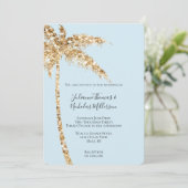 Invitation Tropical Gold Glitzy Parties scintillant Palm Tree (Debout devant)