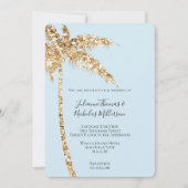 Invitation Tropical Gold Glitzy Parties scintillant Palm Tree (Devant)