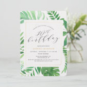 Invitation Tropical Gold Green 30th Surprise Birthday Party (Debout devant)