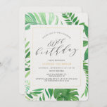 Invitation Tropical Gold Green 80th Surprise Birthday Party<br><div class="desc">Une prise moderne d'invitation tropicale à fêter un proche 80ème anniversaire. Le design présente un cadre faux or avec une végétation tropicale incluant des feuilles de banane. Personnalisez l'utilisation des champs modèles fournis. Si vous avez besoin d'aide ou de pièces complémentaires contactez-moi (Maria) en utilisant le bouton contact ci-dessous. Je...</div>