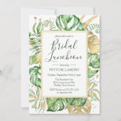 Invitation Tropical Gold & Green Bridal Luncheon Douche (Devant)