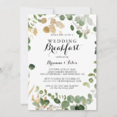 Invitation Tropical Gold Green Foliage Mariage Petit déjeuner (Devant)