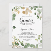 Invitation Tropical Gold Green Foliage Parti de révélation de (Devant)