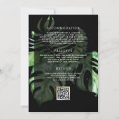 Invitation Tropical Gold Monstera Palm Black QR Code Mariage (Dos)