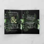 Invitation Tropical Gold Monstera Palm Black QR Code Wedding (Intérieur)