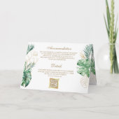 Invitation Tropical Gold Monstera Palm Photo QR Code Wedding (Dos)