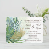 Invitation Tropical Gold Palm Feuille Mariage d'été I (Debout devant)
