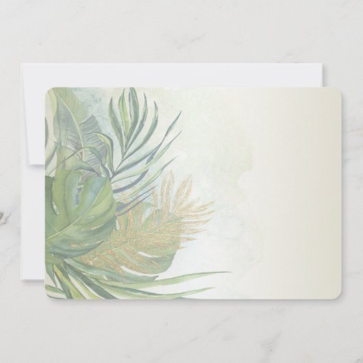 Invitation Tropical Gold Palm Feuille Mariage d'été I (Dos)