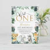 Invitation Tropical Gold Wild One Jungle Safari 1er anniversa (Debout devant)