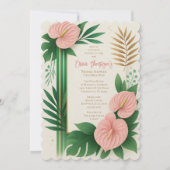 Invitation Tropical Green and Blush Floral Bridal Shower (Devant)