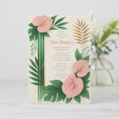 Invitation Tropical Green and Blush Floral Bridal Shower (Debout devant)