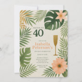 Invitation Tropical Green and Gold Aloha Birthday Party (Devant)