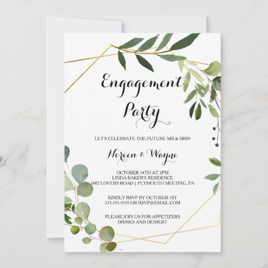 Invitation Tropical Green Feuilles (Devant)