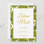 Invitation Tropical Green Feuilles Gold Destination Mariage (Devant)
