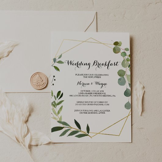 Invitation Tropical Green Feuilles Mariage Petit déjeuner