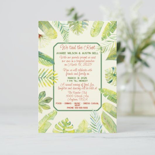 Invitation Tropical Green Foliage  (Debout devant)