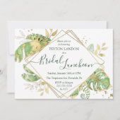 Invitation Tropical Green & Gold Bridal Luncheon douche (Devant)