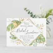 Invitation Tropical Green & Gold Bridal Luncheon douche (Debout devant)