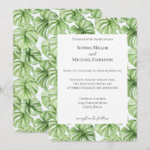 Invitation Tropical Green Leaves Wedding (Devant / Derrière)