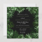 Invitation Tropical Green Mint Black Palm Leafs Frame Fern (Devant)