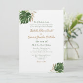 Invitation Tropical Green Monstera Feuille Aquarelle Art (Debout devant)
