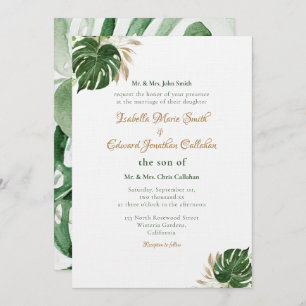 Invitation Tropical Green Monstera Feuille Aquarelle Art
