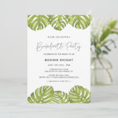 Invitation Tropical green palm feuille Bachelorette Party (Debout devant)