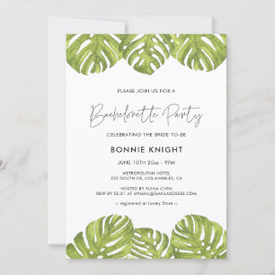 Invitation Tropical green palm feuille Bachelorette Party