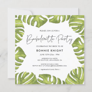 Invitation Tropical green palm feuille Bachelorette Party