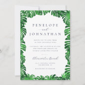 Invitation Tropical Green Palm Feuille Mariage moderne (Devant)