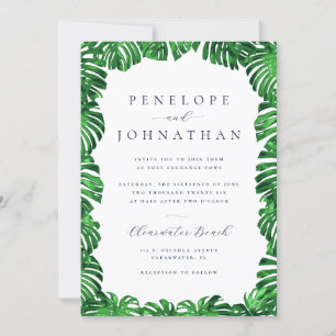 Invitation Tropical Green Palm Feuille Mariage moderne