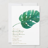 Invitation Tropical Green Palm Leaf Fête de Mariage Hawaïenne (Devant)