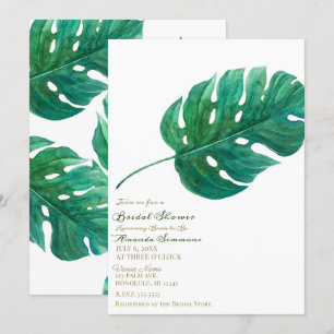 Invitation Tropical Green Palm Leaf Fête de Mariage Hawaïenne