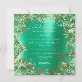Invitation Tropical Green Palm Leaf Frame Mint Métallo Or (Devant)