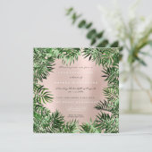 Invitation Tropical Green Palm Leaf Frame Pastel Metal Rose (Debout devant)