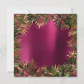 Invitation Tropical Green Palm Leaf Frame Raspberry Pink Gold (Dos)