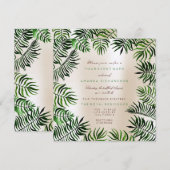 Invitation Tropical Green Palm Leafs Frame Floral (Devant / Derrière)