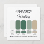 Invitation Tropical Green Palm Summer Wedding Palette Card (Devant / Derrière)