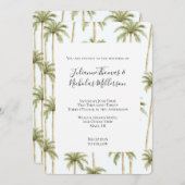 Invitation Tropical Green Palm Trees Mariage (Devant / Derrière)
