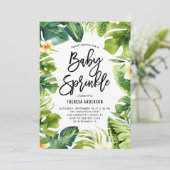 Invitation Tropical Green & Plumeria Baby Sprinkle Douche (Debout devant)