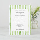 Invitation Tropical Green White Stripes Wedding (Debout devant)