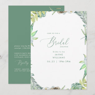 Invitation Tropical Greenery Beach Green Bridal Shower