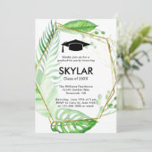 Invitation Tropical Greenery Géométrique Frame Graduation (Debout devant)