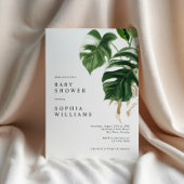 Invitation Tropical Greenery Leaves Modern Baby Shower