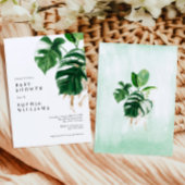 Invitation Tropical Greenery Leaves Modern Baby Shower