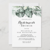 Invitation Tropical Greenery White Bridesmaids Brunch Shower (Devant)