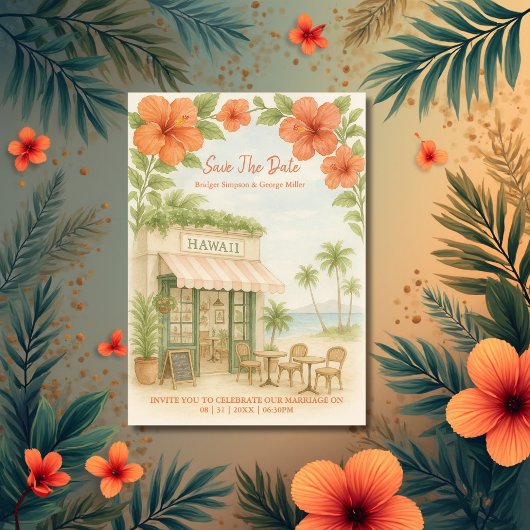 Invitation Tropical Hawaii Destination Wedding enregistrer la