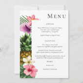 Invitation Tropical Hawaiian Floral Menu - Blanc (Devant)