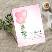 Invitation Tropical hearts balloons simple first birthday